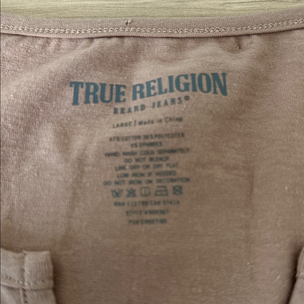 True Religion Women's Light Brown Short Sleeve Tee - Picture 6 of 7